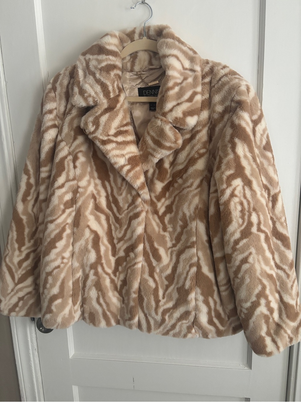 Dennis Basso Animal Print Faux Fur Coat